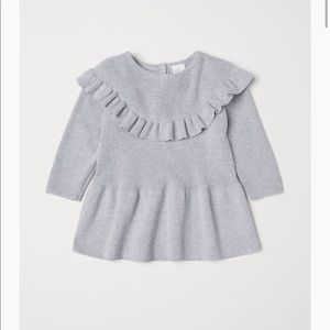 H&M Light Gray Ruffle Knit Dress